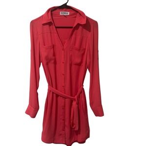 Express Portofino Shirt Dress Women's Small Coral Career Casual Work Size Small